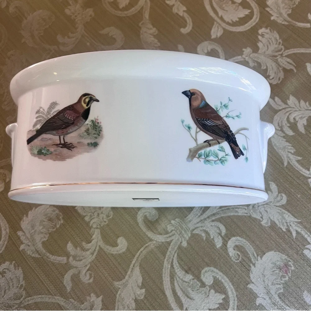 Vintage Louis Lourioux Le Faune birds covered terrine France Fireproof P…